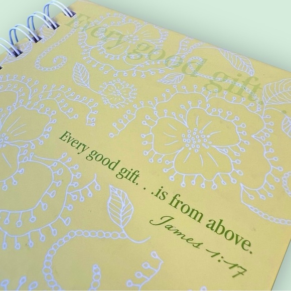 Bible Journal, Yellow Floral Spiral Notebook - Picture 1 of 8